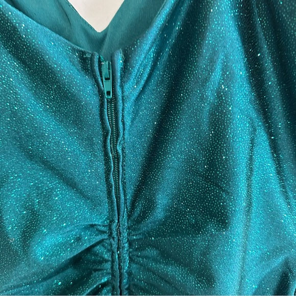 Love, Nickie Lee Womens Metallic Glitter Strappy Dress in Emerald Size Medium - Picture 9 of 10